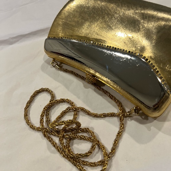 Vintage Italy made Gold and Silver Metallic Clutch - Picture 5 of 16